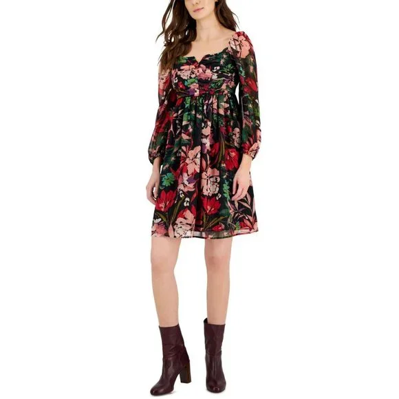 tahari empire waist dress Tahari S 6 Black Sheath dress 3/4 sleeve Stretch Career Cocktail Empire  waist